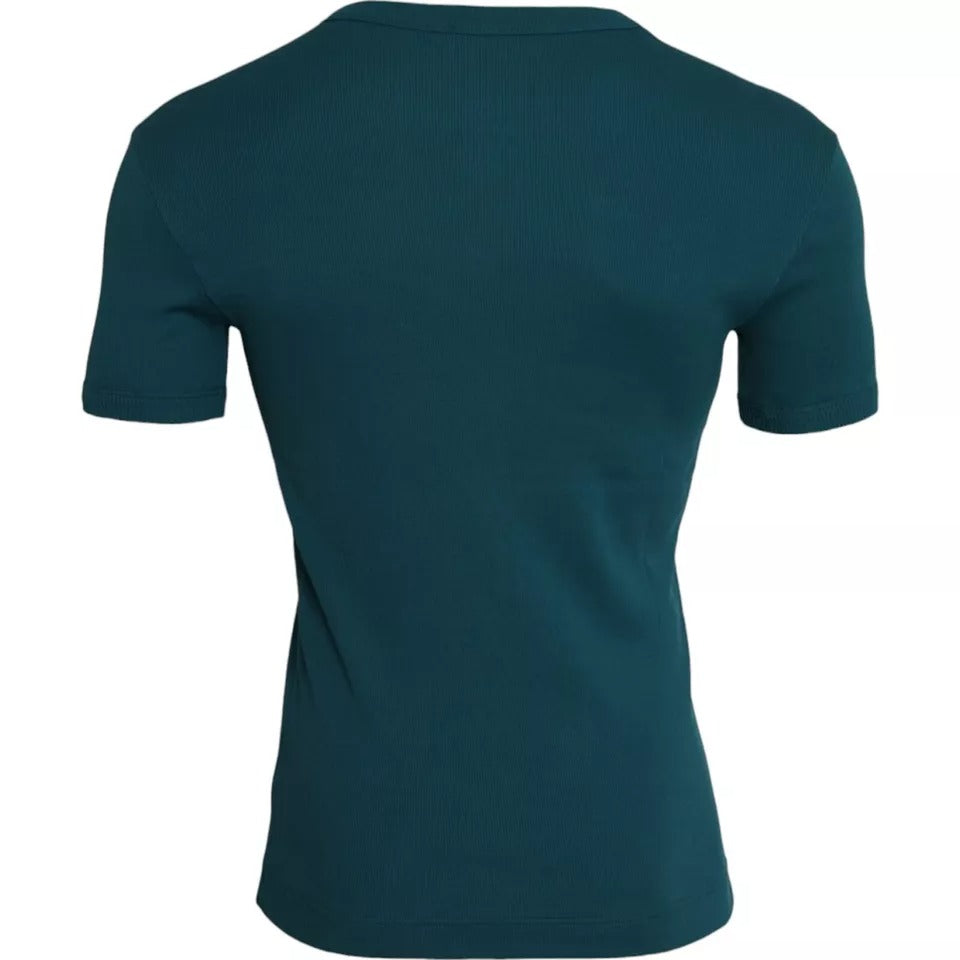 Dolce & Gabbana Blue Green Cotton Round Neck Short Sleeves T-shirt IT48 / M