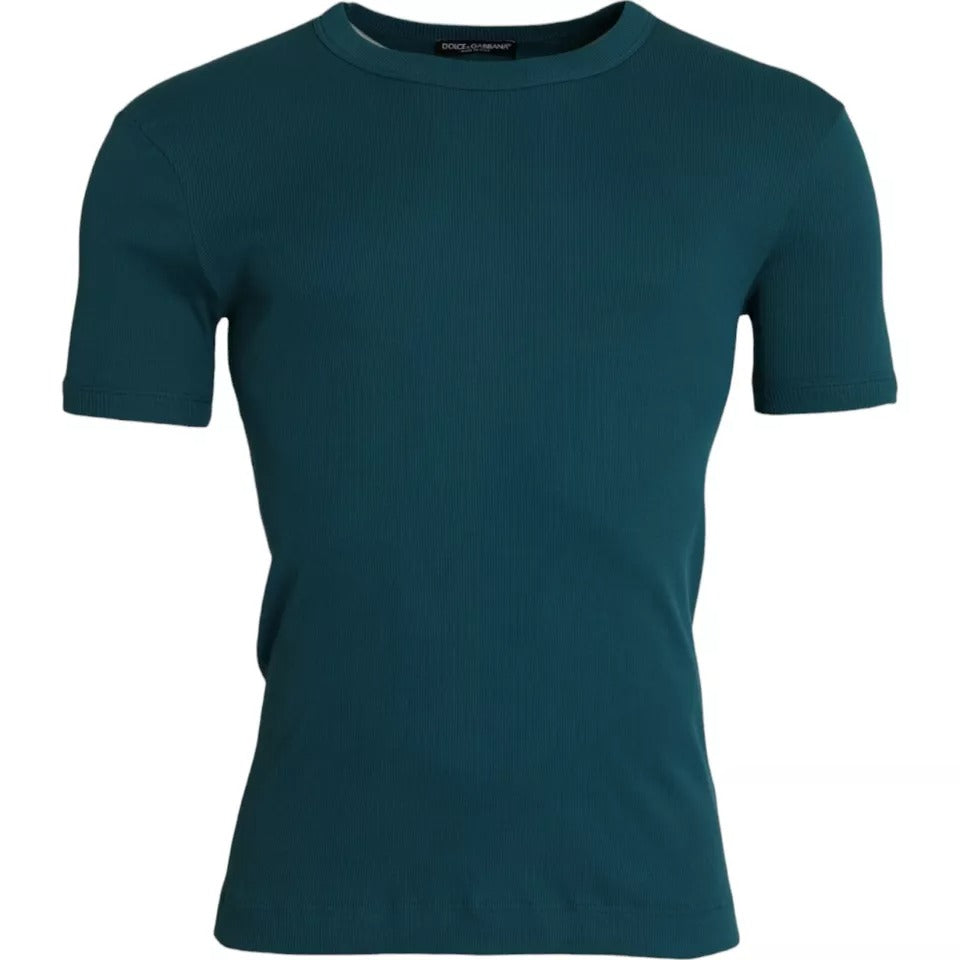 Dolce & Gabbana Blue Green Cotton Round Neck Short Sleeves T-shirt IT48 / M