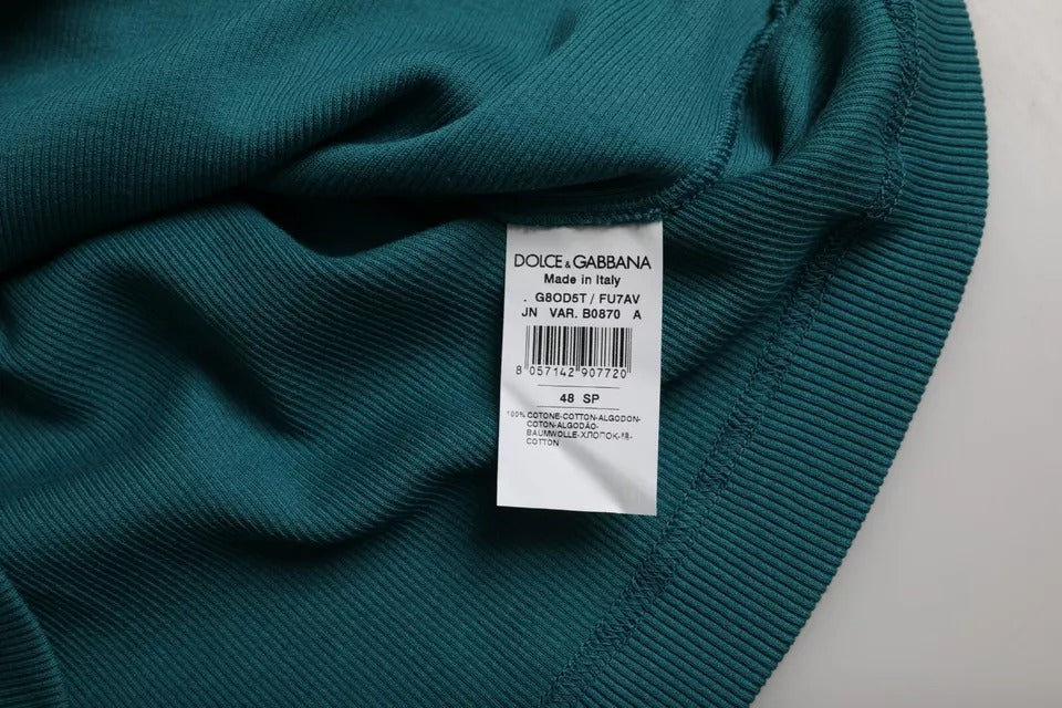 Dolce & Gabbana Blue Green Cotton Round Neck Short Sleeves T-shirt IT48 / M