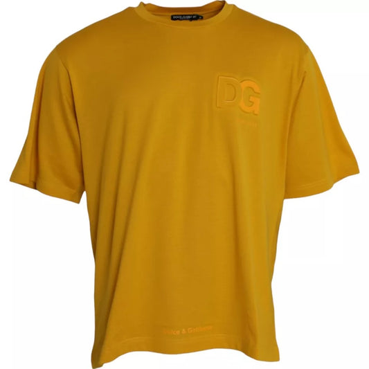 Dolce & Gabbana Dark Yellow Logo Cotton Round Neck T-shirt IT56 / XXL