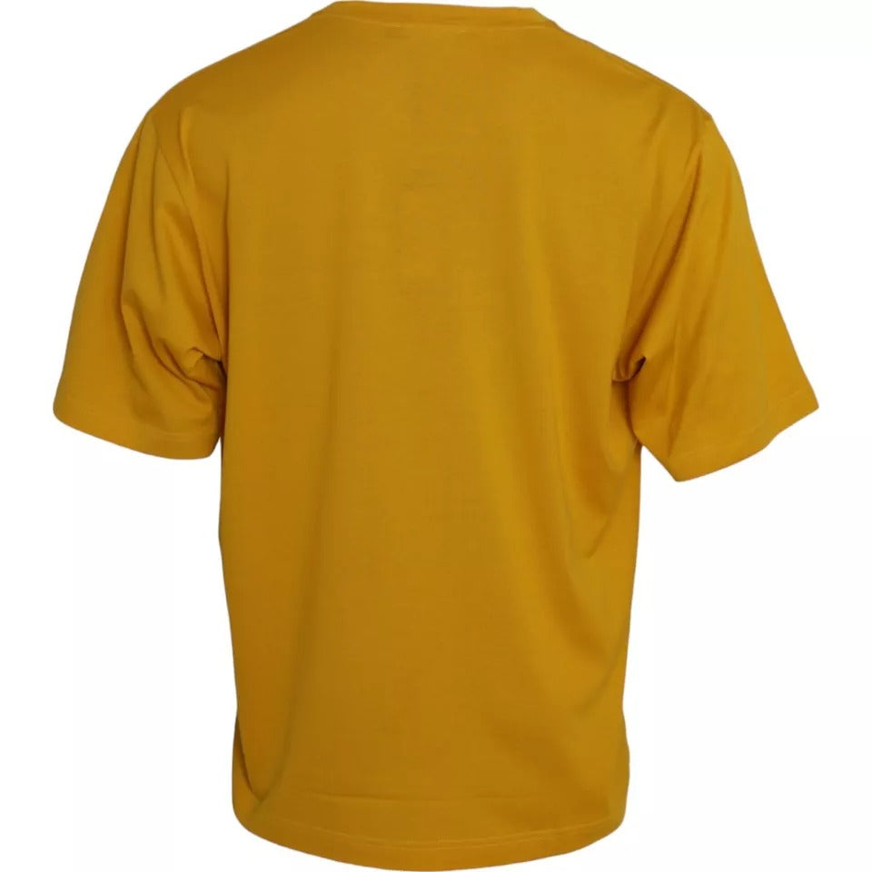 Dolce & Gabbana Dark Yellow Logo Cotton Round Neck T-shirt IT56 / XXL