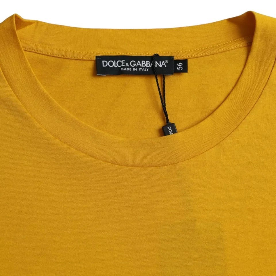 Dolce & Gabbana Dark Yellow Logo Cotton Round Neck T-shirt IT56 / XXL