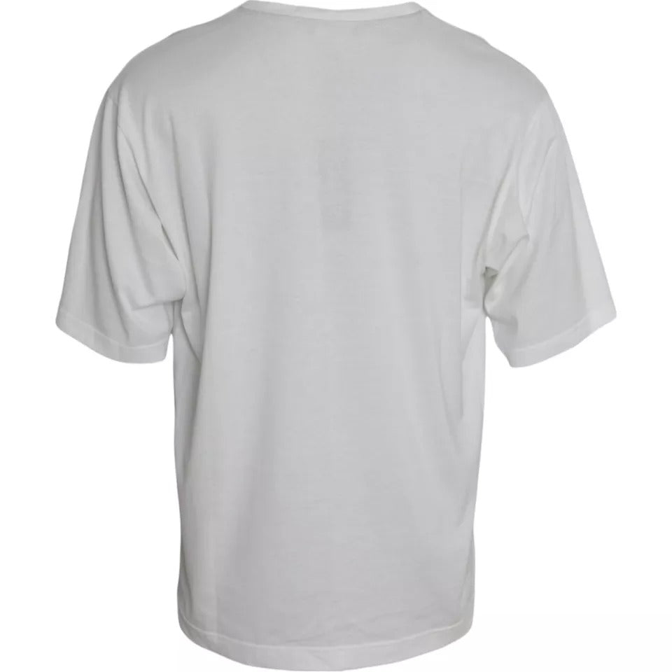 Dolce & Gabbana White Logo Round Neck Short Sleeves T-shirt IT50 / L