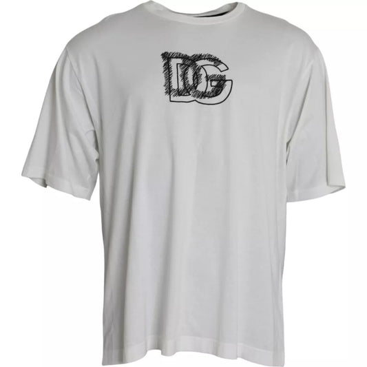 Dolce & Gabbana White Logo Round Neck Short Sleeves T-shirt IT50 / L