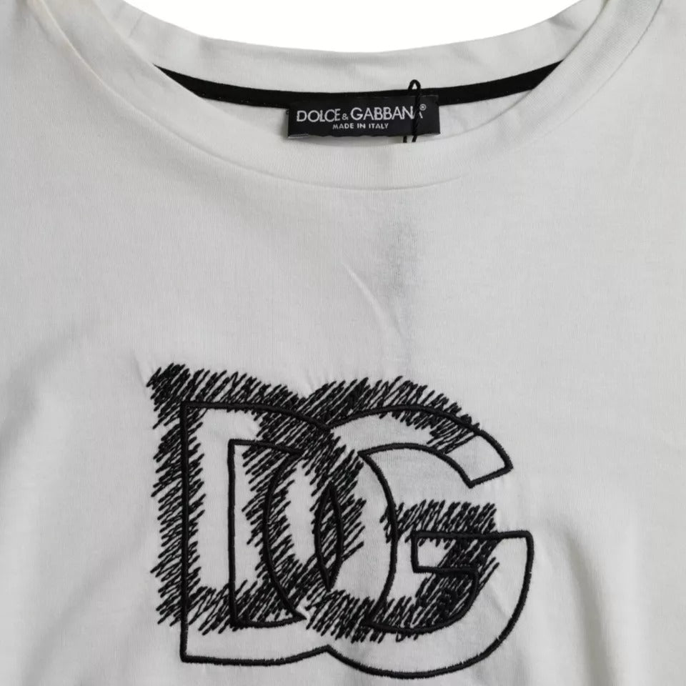 Dolce & Gabbana White Logo Round Neck Short Sleeves T-shirt IT50 / L