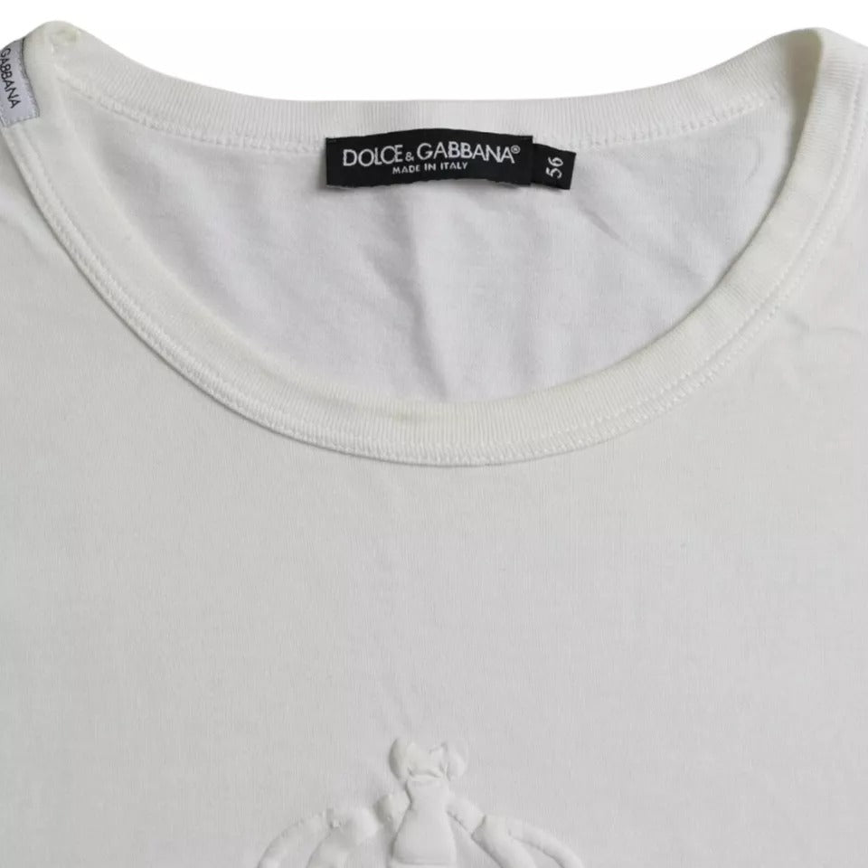 Dolce & Gabbana White Logo Embossed Cotton Crewneck T-shirt IT56 / XXL