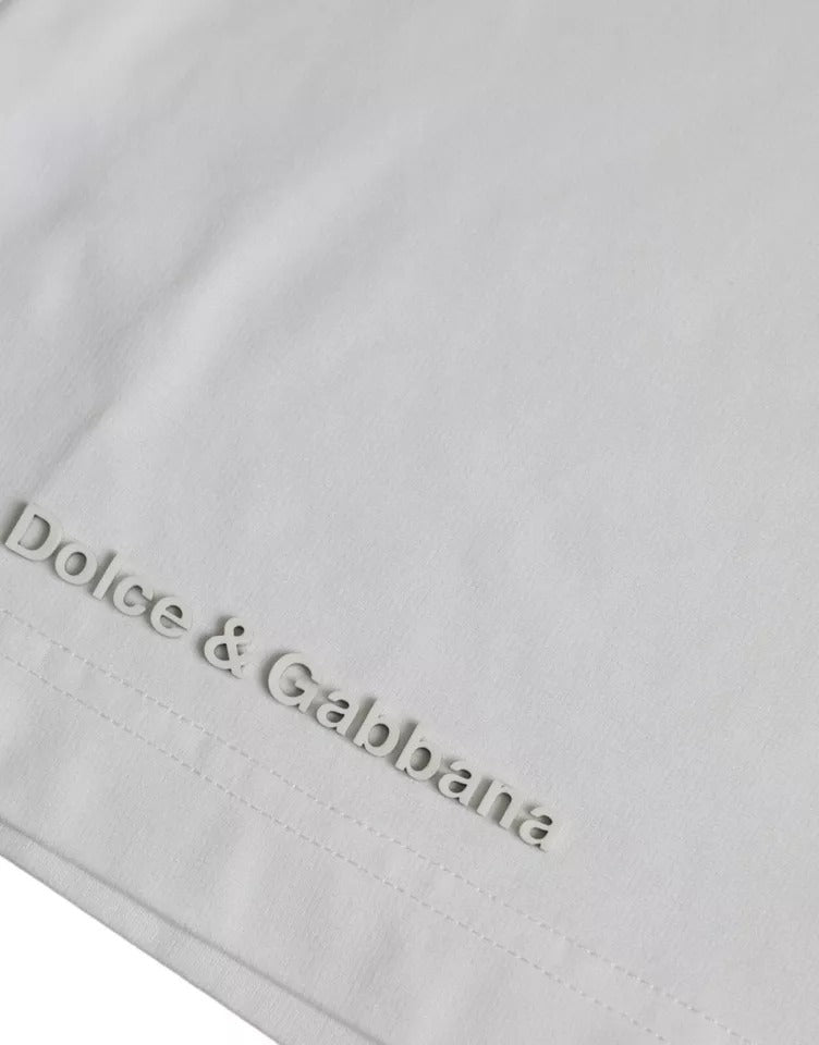 Dolce & Gabbana White Logo Round Neck Short Sleeves T-shirt IT52 / XL