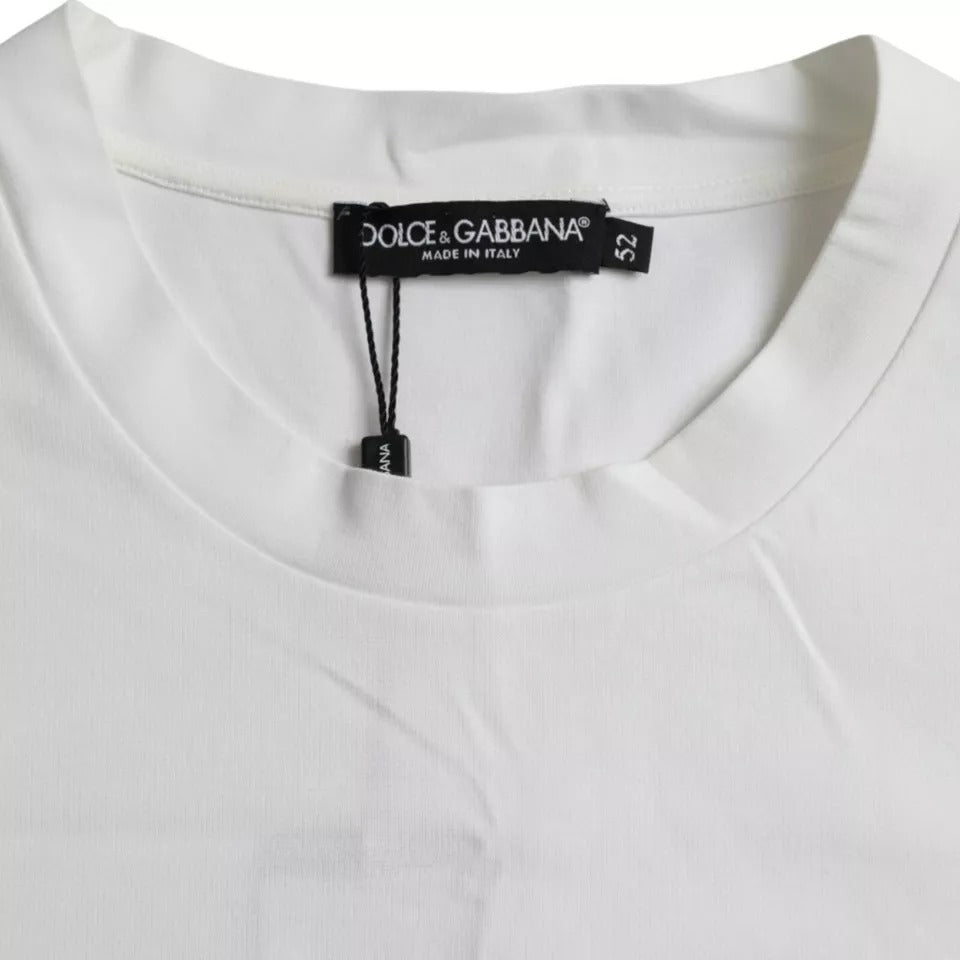 Dolce & Gabbana White Logo Round Neck Short Sleeves T-shirt IT52 / XL