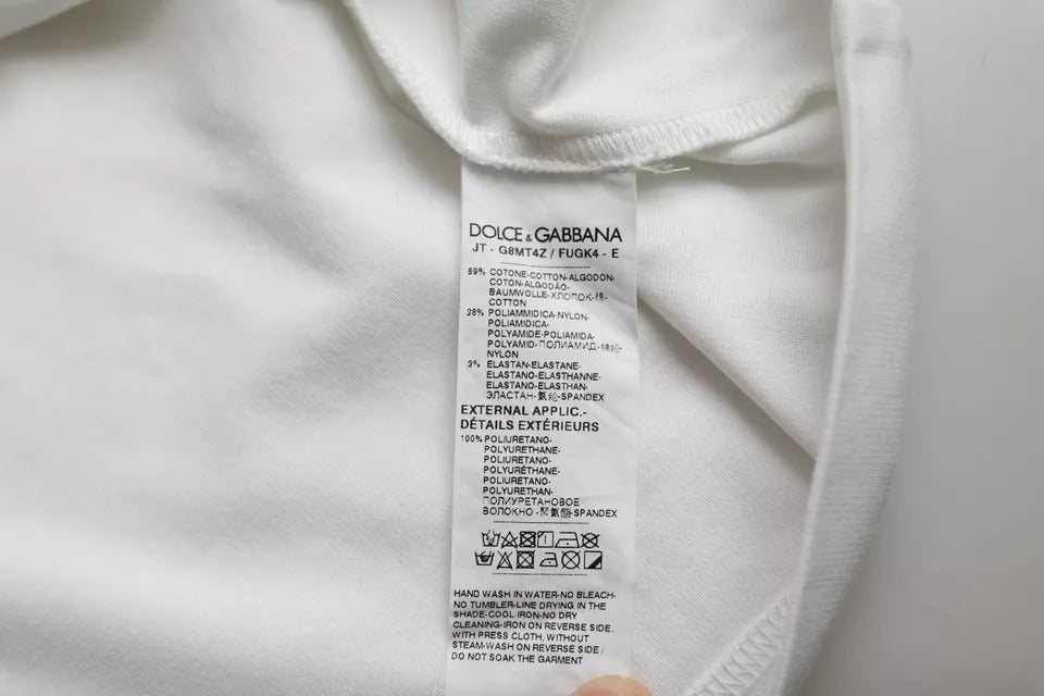 Dolce & Gabbana White Logo Round Neck Short Sleeves T-shirt IT52 / XL