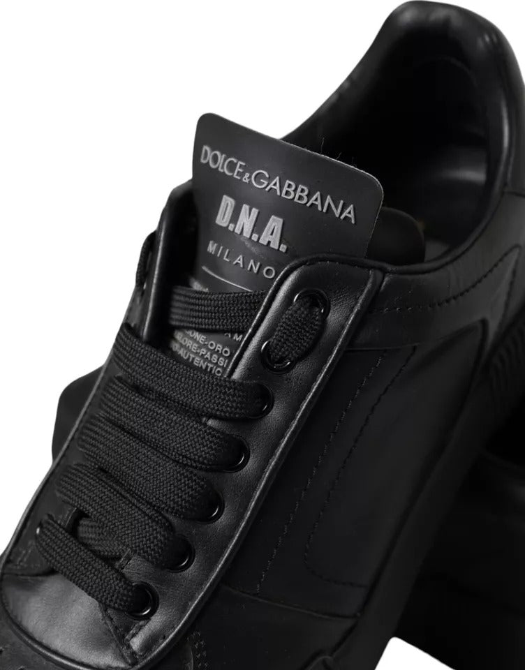 Dolce & Gabbana Black Leather Low Top Sneakers Men Shoes EU39 / US6