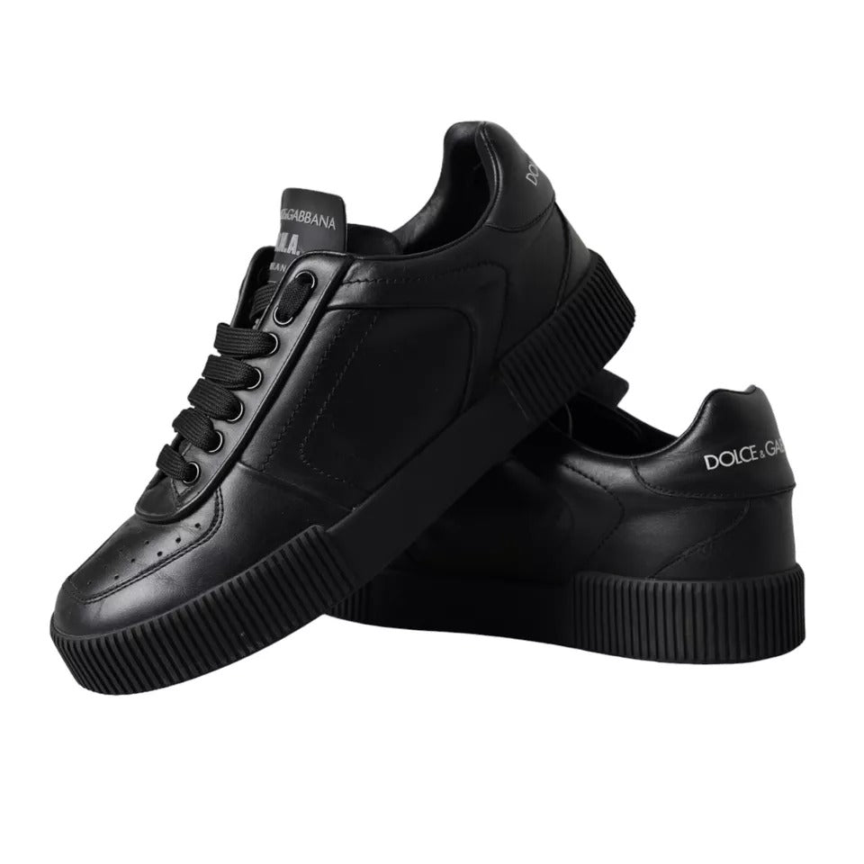 Dolce & Gabbana Black Leather Low Top Sneakers Men Shoes EU39 / US6