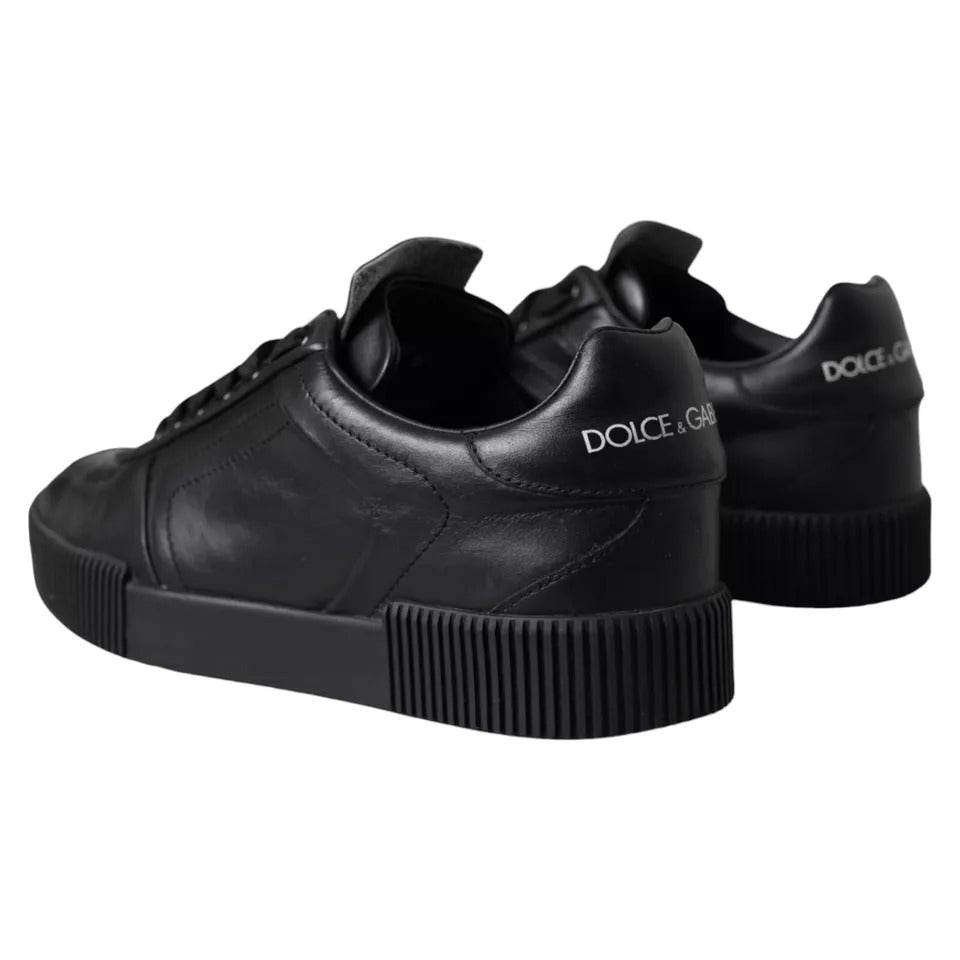 Dolce & Gabbana Black Leather Low Top Sneakers Men Shoes EU39 / US6