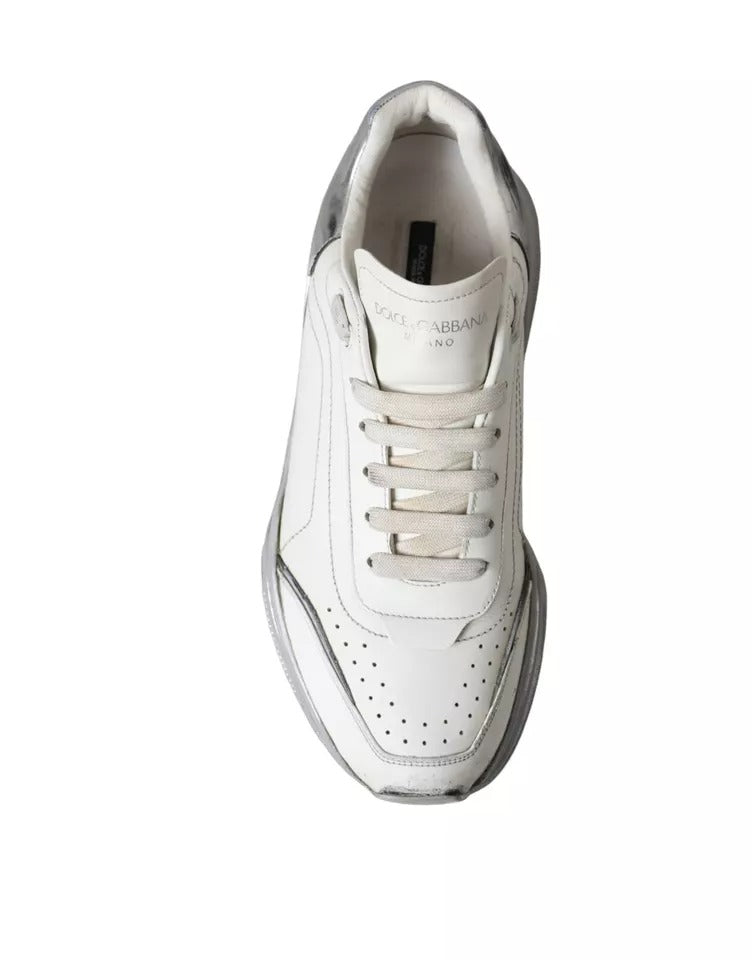 Dolce & Gabbana White Silver Daymaster Low Top Sneakers Shoes EU42 / US9