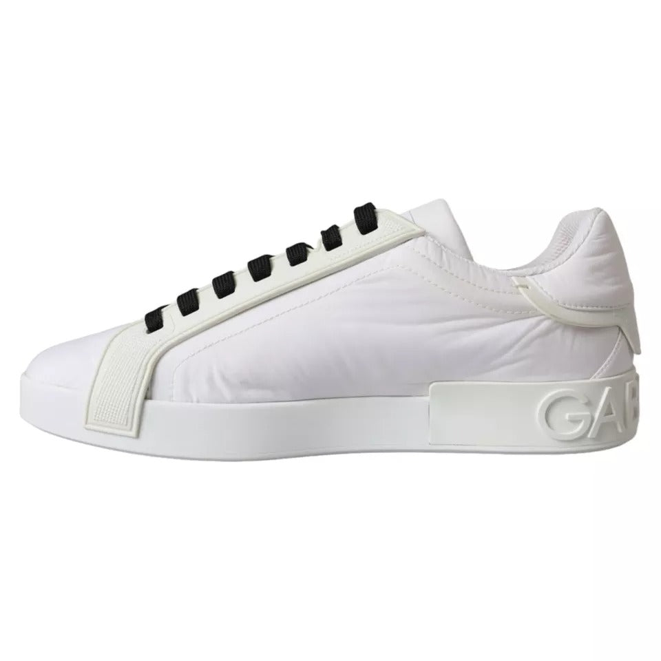 Dolce & Gabbana White Portofino Logo Low Top Trainers Sneakers Shoes EU44 / US11