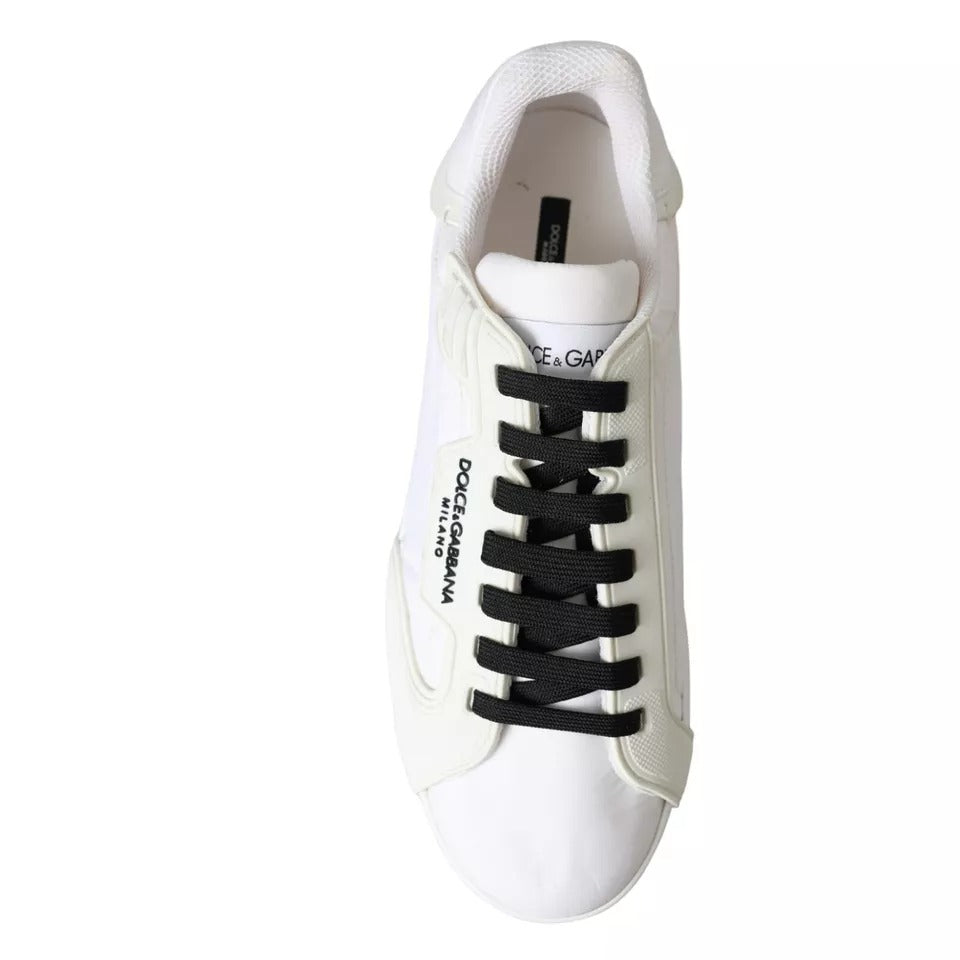 Dolce & Gabbana White Portofino Logo Low Top Trainers Sneakers Shoes EU44 / US11