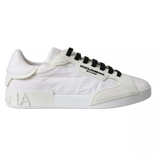 Dolce & Gabbana White Portofino Logo Low Top Trainers Sneakers Shoes EU44 / US11