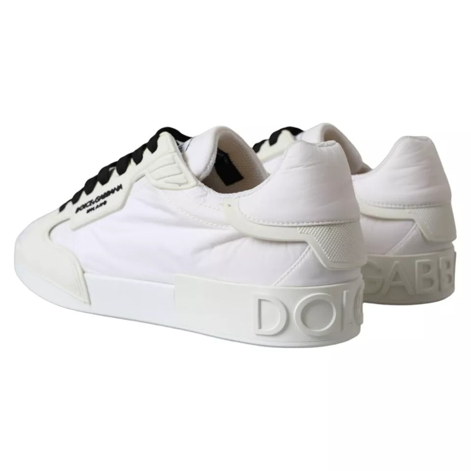 Dolce & Gabbana White Portofino Logo Low Top Trainers Sneakers Shoes EU44 / US11