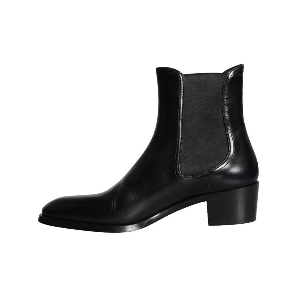 Dolce & Gabbana Black Leather Chelsea Ankle Boots Men Shoes EU44 / US11