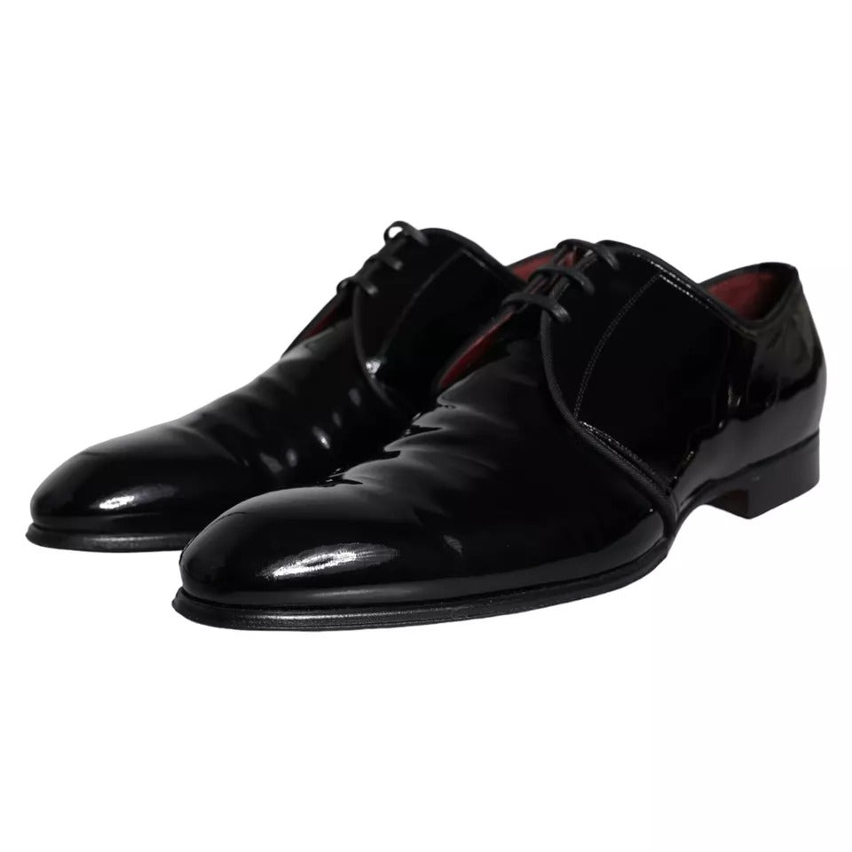 Dolce & Gabbana Black Patent Leather Derby Men Dress Shoes EU42.5 / US9.5