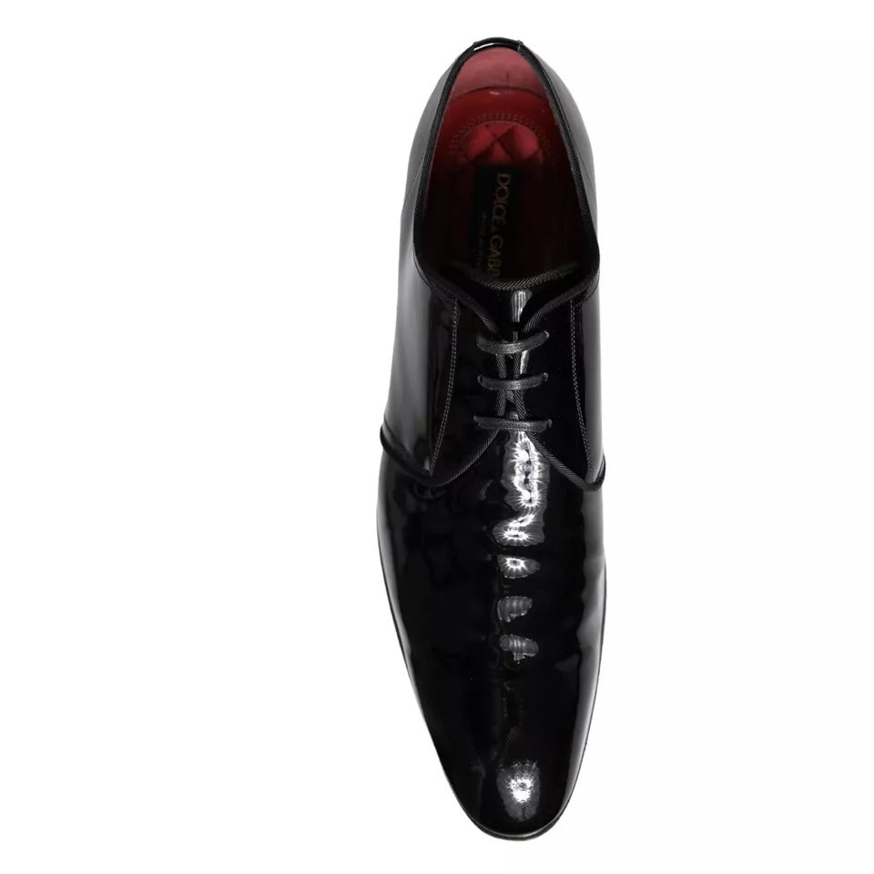 Dolce & Gabbana Black Patent Leather Derby Men Dress Shoes EU42.5 / US9.5