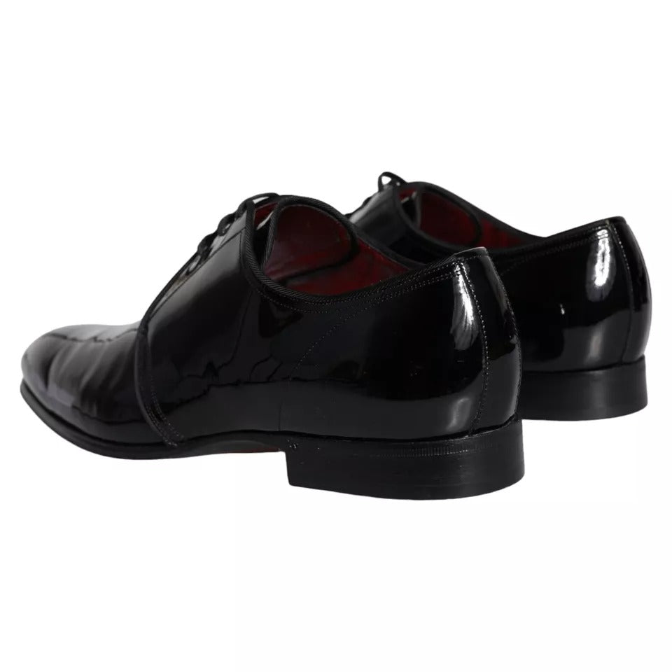 Dolce & Gabbana Black Patent Leather Derby Men Dress Shoes EU42.5 / US9.5