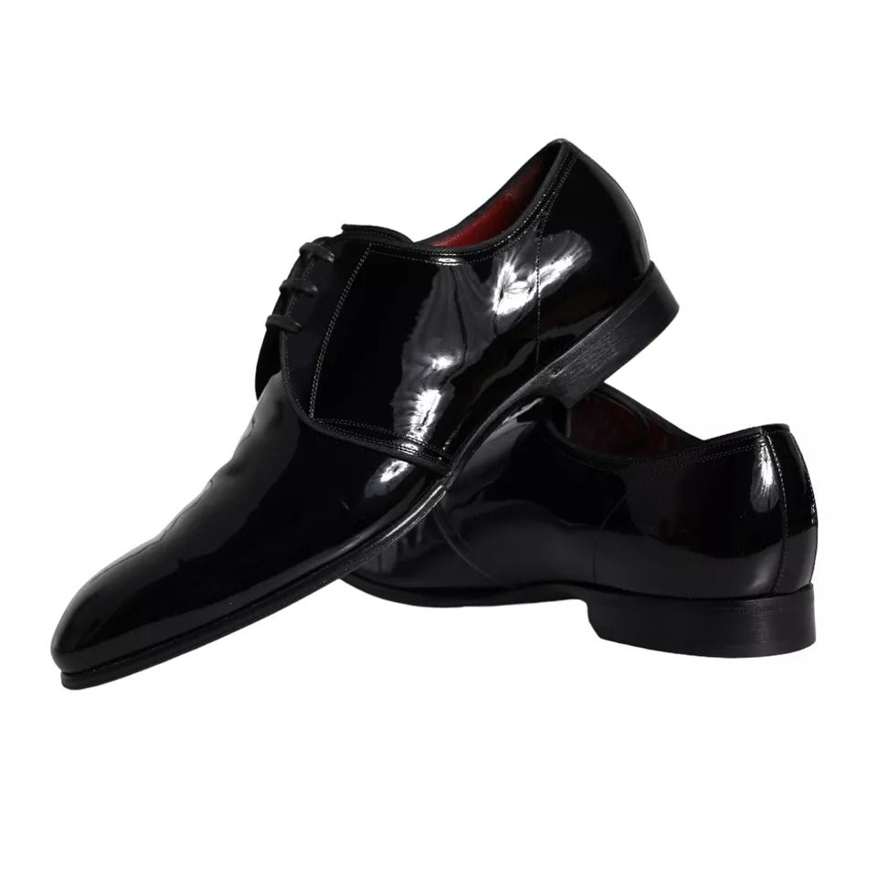 Dolce & Gabbana Black Patent Leather Derby Men Dress Shoes EU42.5 / US9.5