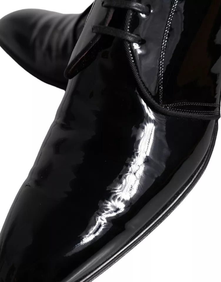 Dolce & Gabbana Black Patent Leather Derby Men Dress Shoes EU42.5 / US9.5