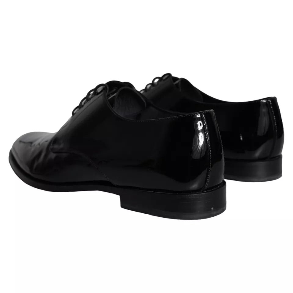 Dolce & Gabbana Black Calfskin Leather Derby Men Dress Shoes EU43 / US10