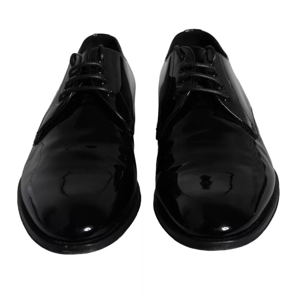 Dolce & Gabbana Black Calfskin Leather Derby Men Dress Shoes EU43 / US10