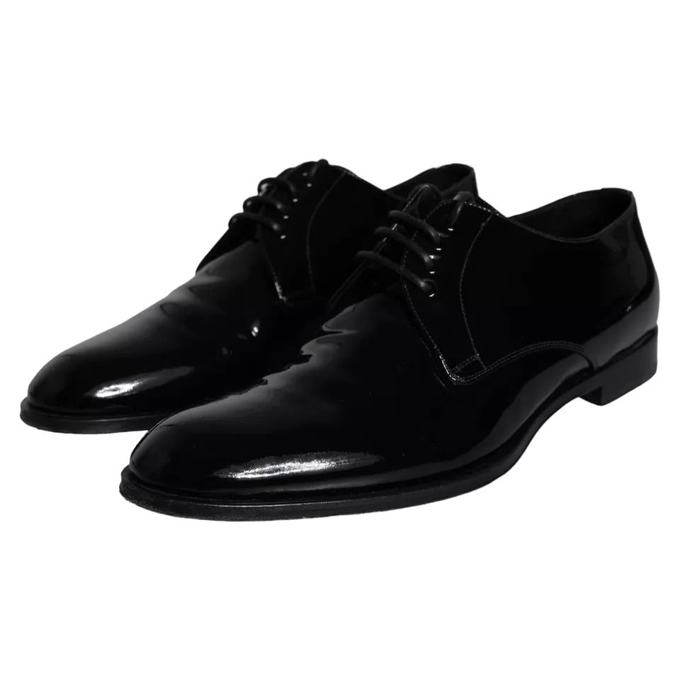 Dolce & Gabbana Black Calfskin Leather Derby Men Dress Shoes EU43 / US10