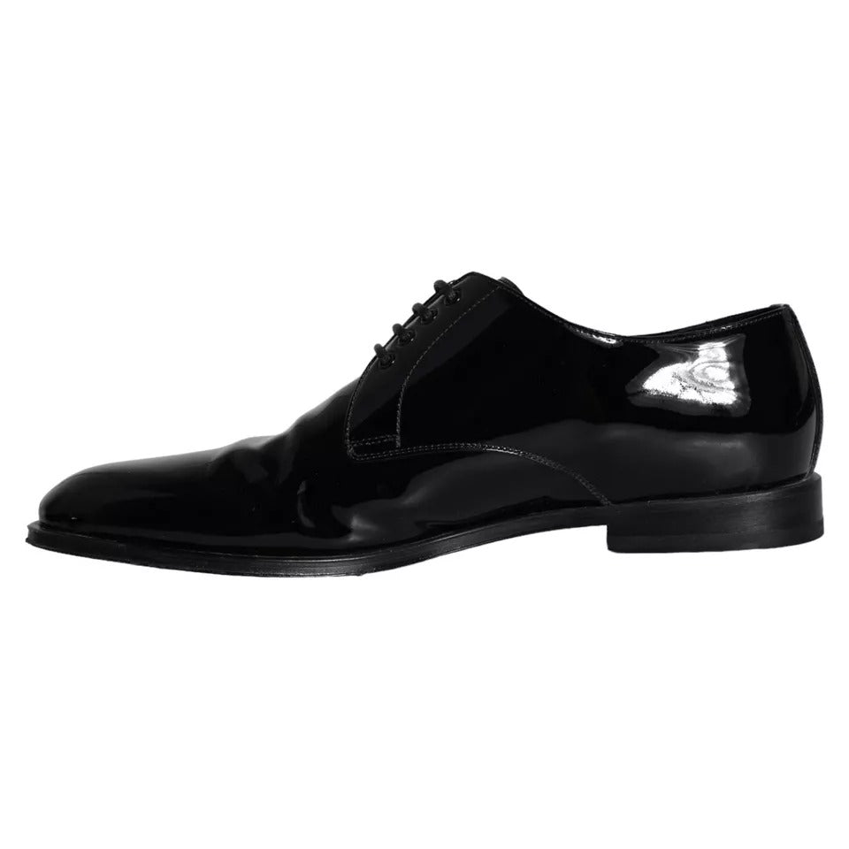 Dolce & Gabbana Black Calfskin Leather Derby Men Dress  Shoes EU42 / US9