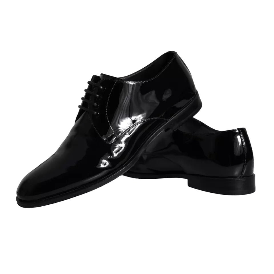 Dolce & Gabbana Black Calfskin Leather Derby Men Dress  Shoes EU42 / US9