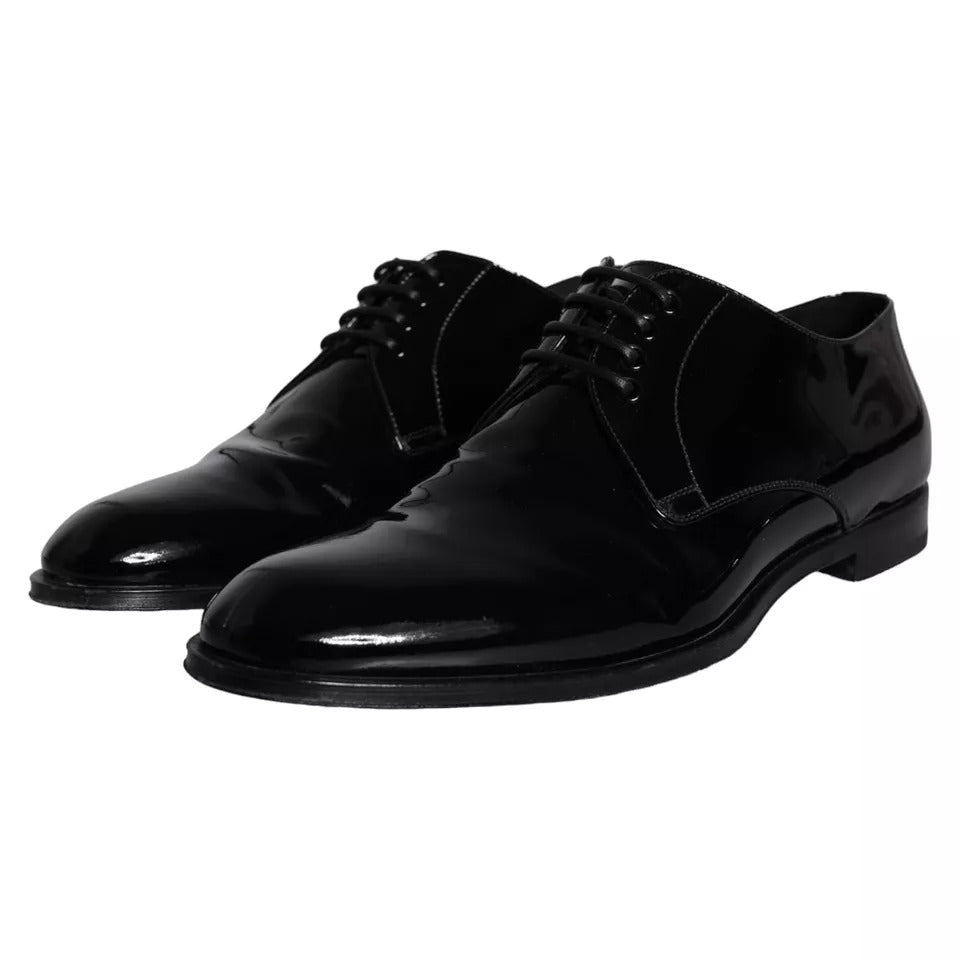 Dolce & Gabbana Black Calfskin Leather Derby Men Dress  Shoes EU42 / US9