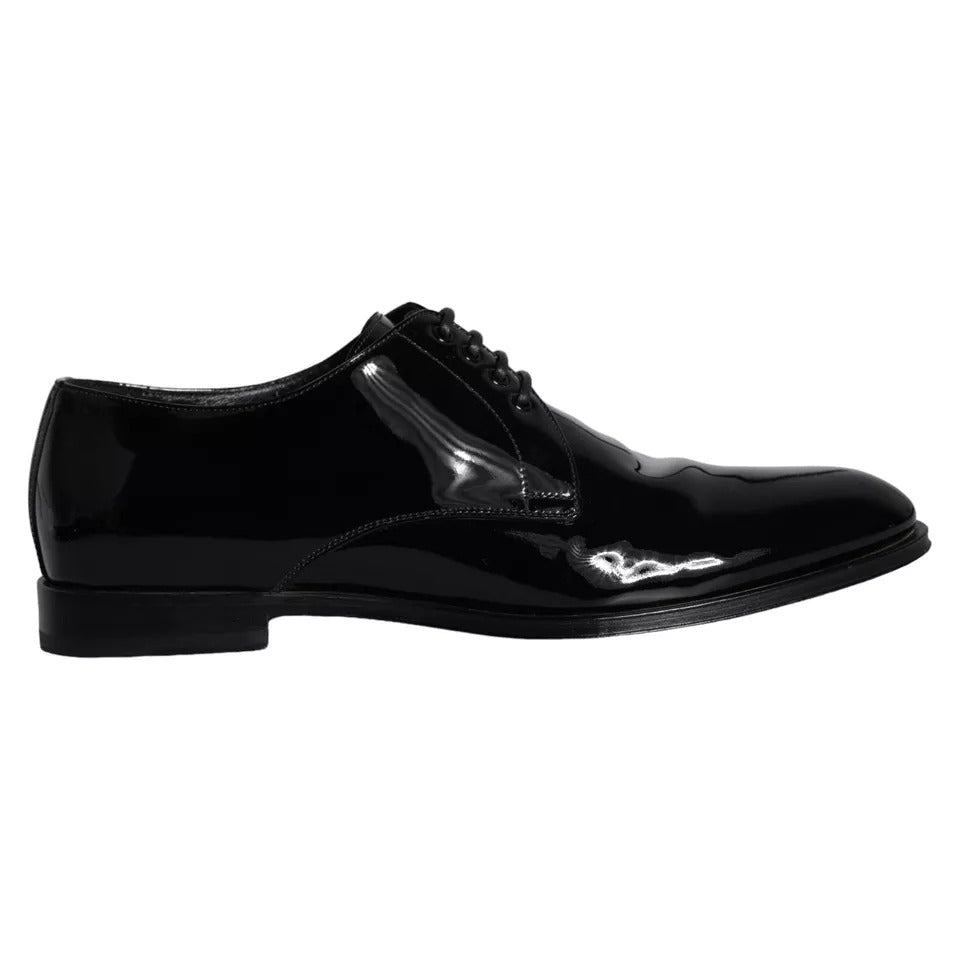 Dolce & Gabbana Black Calfskin Leather Derby Men Dress  Shoes EU42 / US9