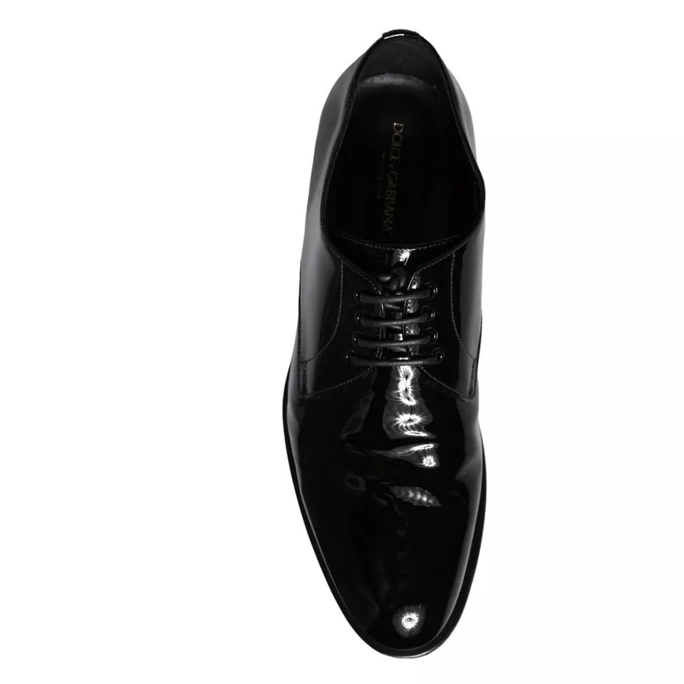 Dolce & Gabbana Black Calfskin Leather Derby Men Dress  Shoes EU42 / US9