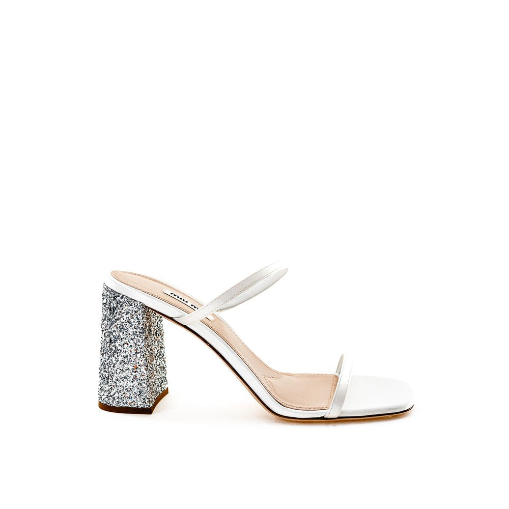 Miu Miu White Silk Sandal