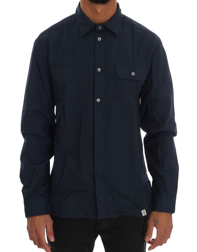 John Galliano Elegant Blue Cotton Casual Shirt IT50 | L