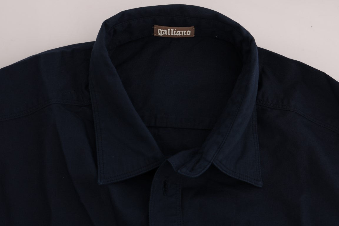 John Galliano Elegant Blue Cotton Casual Shirt IT50 | L