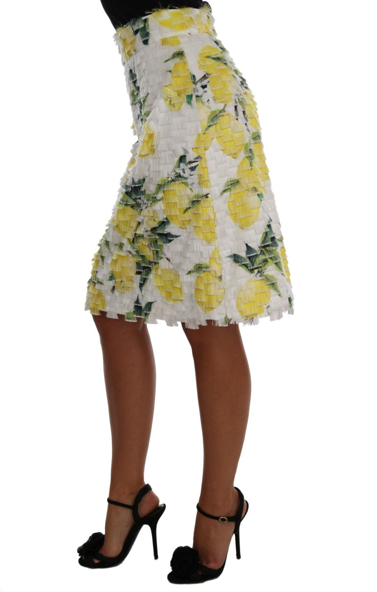 Dolce & Gabbana Lemon Print Fringe Pencil Skirt IT40 | S