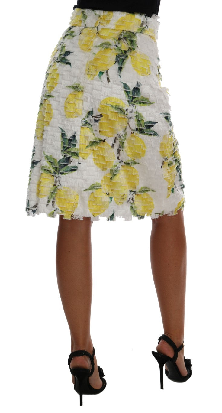 Dolce & Gabbana Lemon Print Fringe Pencil Skirt IT40 | S