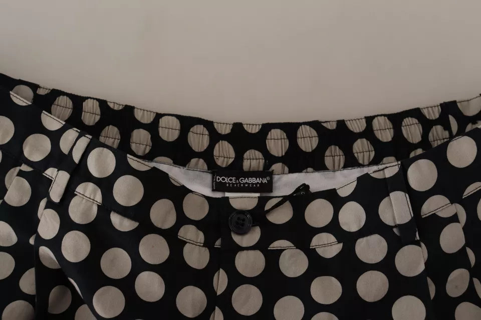 Dolce & Gabbana Black White Polka Dots Cotton Linen Shorts IT48 / M