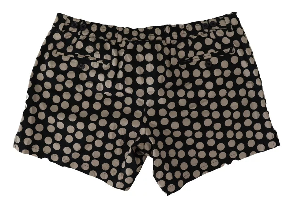 Dolce & Gabbana Black White Polka Dots Cotton Linen Shorts IT48 / M