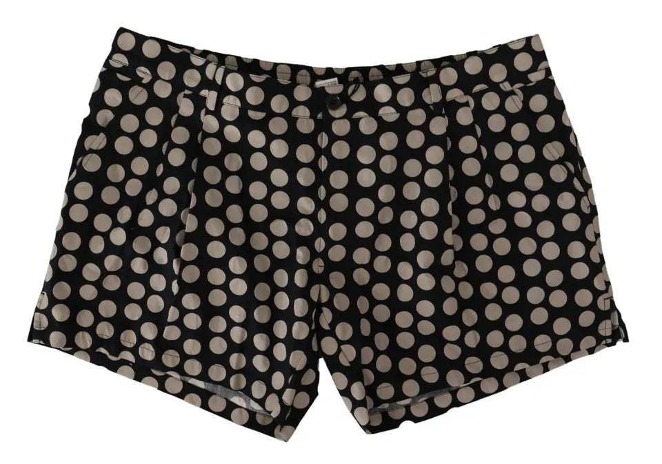 Dolce & Gabbana Black White Polka Dots Cotton Linen Shorts IT48 / M