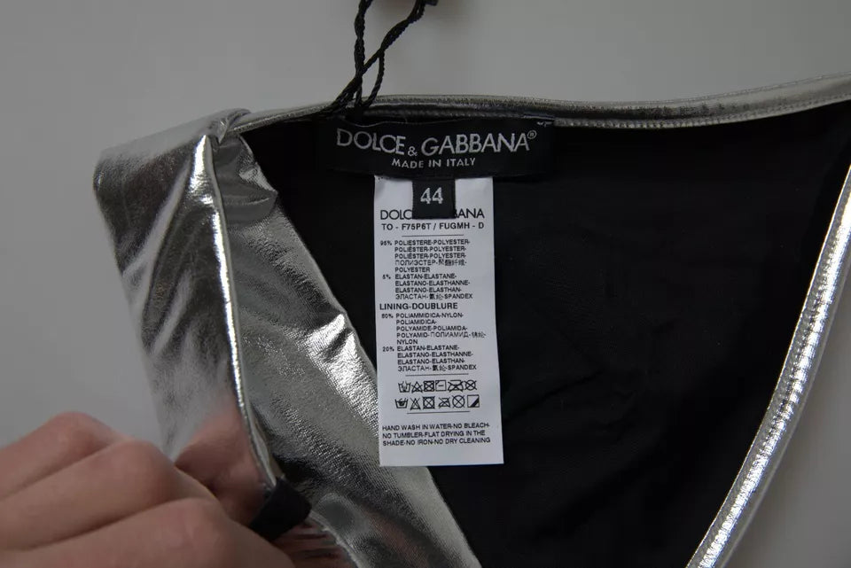 Dolce & Gabbana Silver Polyester Sleeveless Bustier Crop Top IT44 | L