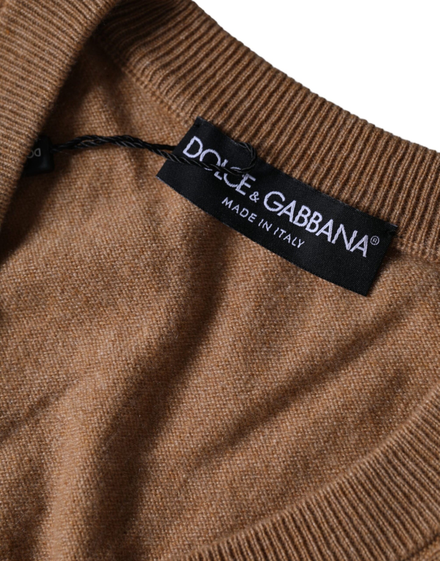 Dolce & Gabbana Brown Cashmere Knit V-neck Pullover Sweater IT52 / XL