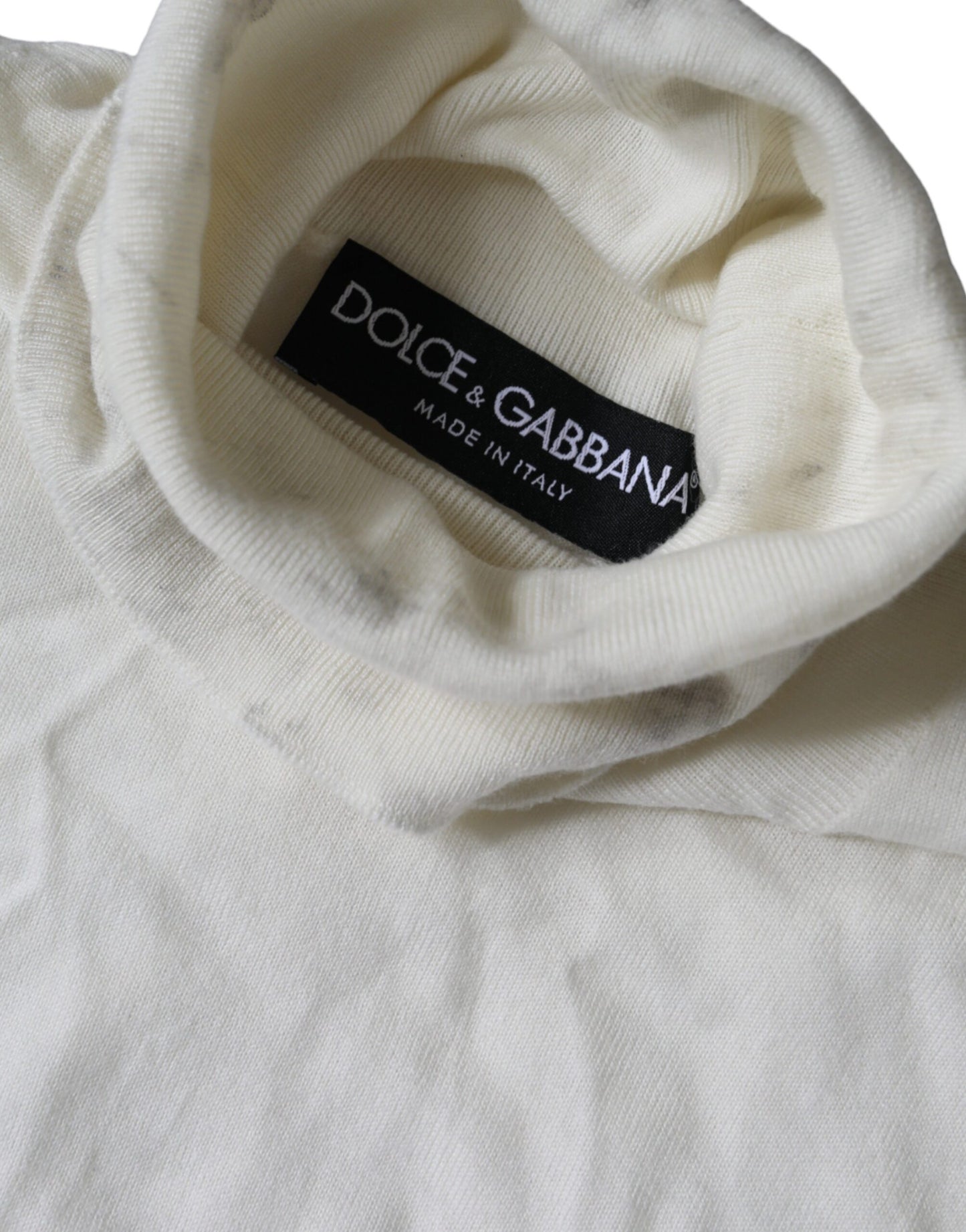 Dolce & Gabbana Off White Wool Turtle Neck Pullover Sweater IT50 / L