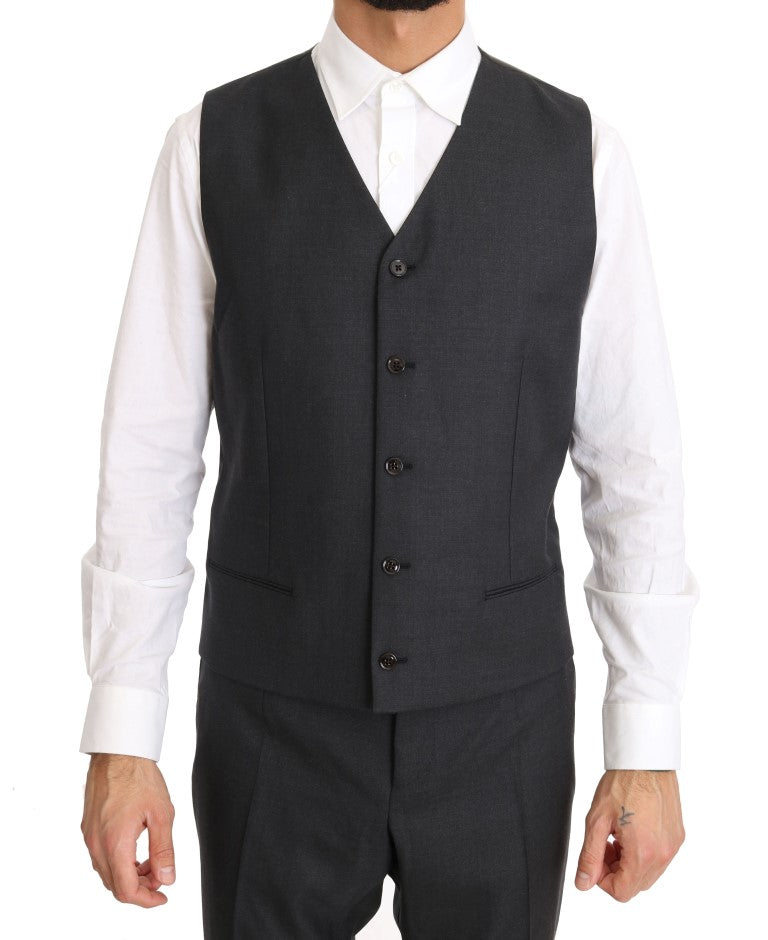 Dolce & Gabbana Elegant Gray Double Breasted Wool Silk Suit IT50 / L