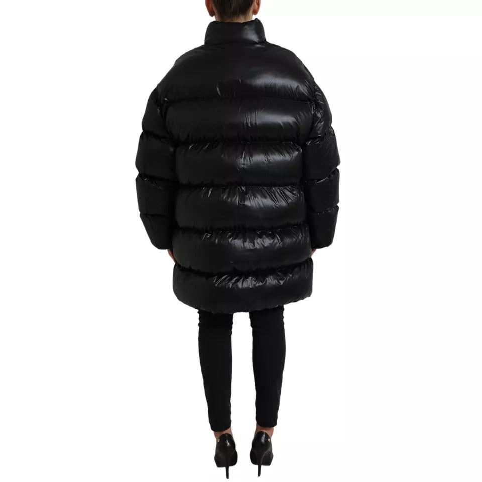 Dolce & Gabbana Black Puffer Quilted Full Zip Coat Jacket IT48 / XL