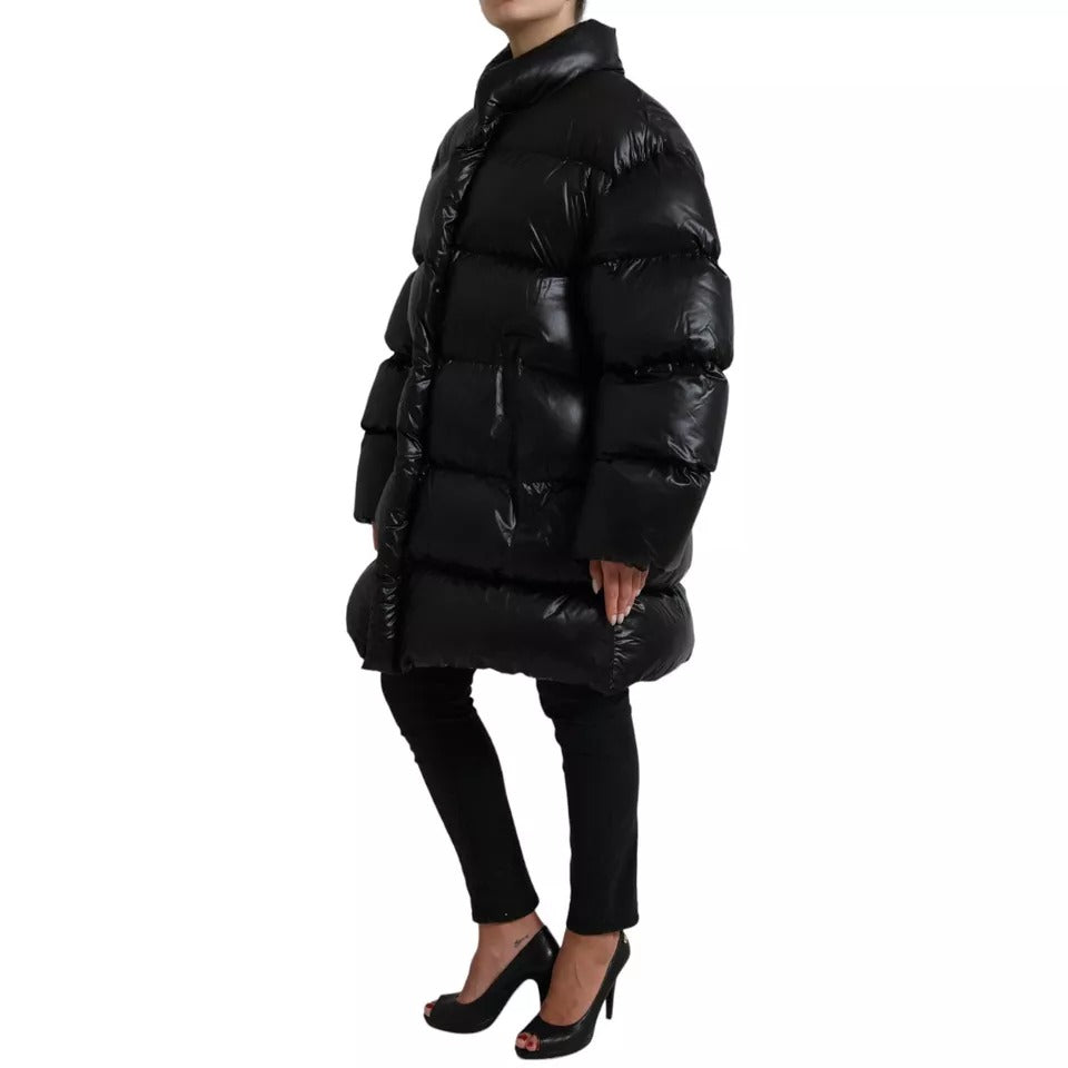 Dolce & Gabbana Black Puffer Quilted Full Zip Coat Jacket IT48 / XL