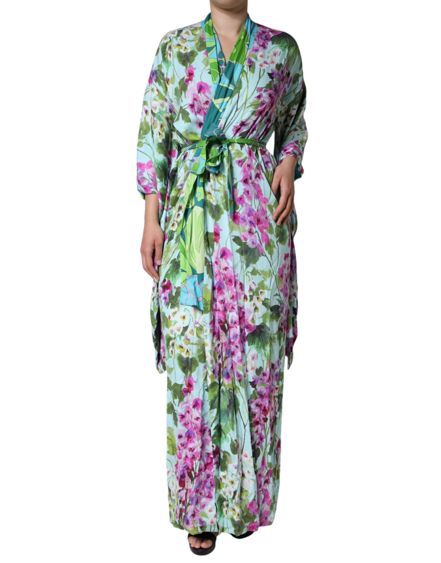 Dolce & Gabbana Multicolor Floral Silk Stretch Wrap Dress IT42 / M